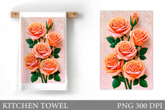 Roses Kitchen Towel. Flowers Kitchen Towel Design Product Image 1