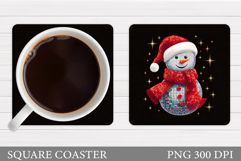 Disco Snowman Coaster. Christmas Coaster Sublimation Product Image 1