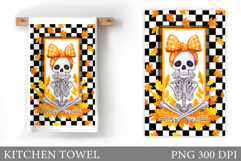 Skeleton Kitchen Towel Design. Halloween Kitchen Towel Product Image 1