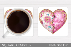 Heart Coaster Design. Valentine Coaster Sublimation Product Image 1