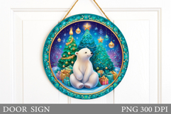 Polar Bear Door Sign Design. Christmas Door Sign Sublimation Product Image 1