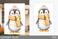 Penguin Garden Flag. Christmas Garden Flag Sublimation Product Image 1