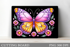 Butterfly Cutting Board. Flowers Cutting Board Sublimation Product Image 1