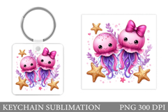 Cute Jellyfish Keychain Design. Jellyfish Sublimation Product Image 1