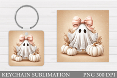 Halloween Ghost Keychain. Halloween Keychain Sublimation Product Image 1