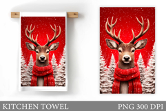 Reindeer Kitchen Towel. Christmas Kitchen Towel Design Product Image 1