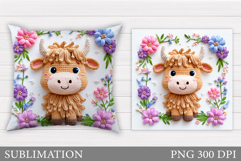 Cute Cow Pillow Design. Cow Sublimation Product Image 1