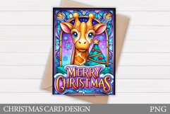 Christmas Giraffe Card Printable. Christmas Card Design Product Image 1