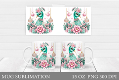 Christmas Peacock Mug Design. Christmas Mug Sublimation Product Image 1