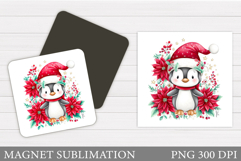 Christmas Magnet Design. Penguin Magnet Sublimation Product Image 1