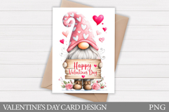Valentines Gnome Card Printable. Valentines Card Design Product Image 1