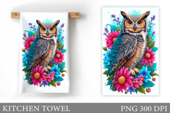 Owl Kitchen Towel Design. Owl Sublimation Product Image 1