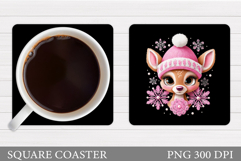 Christmas Deer Coaster Design. Christmas Coaster Sublimation Product Image 1