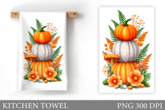 Fall Pumpkin Kitchen Towel. Fall Kitchen Towel Sublimation Product Image 1