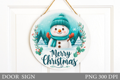 Cute Snowman Door Sign. Christmas Door Sign Sublimation Product Image 1