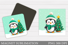 Christmas Magnet Design. Penguin Magnet Sublimation Product Image 1