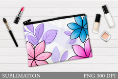 Floral Makeup Bag. Flowers Makeup Pouch Sublimation Product Image 1