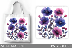 Flowers Tote Bag Design. Floral Tote Bag Sublimation Product Image 1
