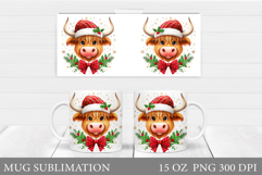 Christmas Cow Mug Design. Christmas Mug Sublimation Product Image 1