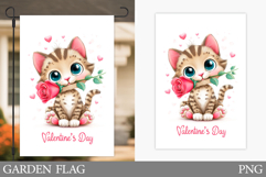 Valentines Cat Garden Flag. Valentines Garden Flag Design Product Image 1