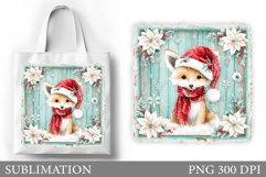 Christmas Fox Tote Bag. Christmas Tote Bag Sublimation Product Image 1