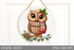 Christmas Owl Door Sign. Christmas Door Sign Sublimation Product Image 1