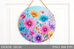 Wildflowers Door Sign Sublimation. Flowers Door Sign Design Product Image 1