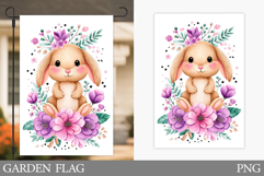 Summer Bunny Garden Flag. Summer Garden Flag Sublimation Product Image 1