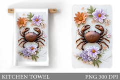 Crab Kitchen Towel. Sea Kitchen Towel Design Product Image 1