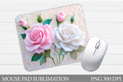 Roses Mouse Pad Design. Flowers Mouse Pad Sublimation Product Image 1