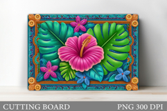 Hibiscus Cutting Board. Flowers Cutting Board Sublimation Product Image 1