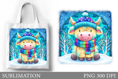 Christmas Cow Tote Bag. Christmas Tote Bag Sublimation Product Image 1