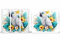 Parrot Tumbler Sublimation. Parrot Flowers Tumbler Design Product Image 2