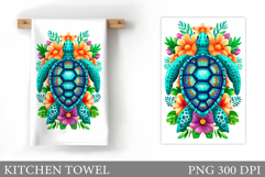 Sea Turtle Kitchen Towel Design. Sea Turtle Sublimation Product Image 1