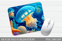 Jellyfish Mouse Pad Sublimation. Sea Mouse Pad Design Product Image 1