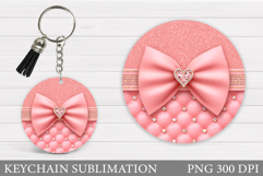 Pink Bow Keychain Design. Bow Sublimation Product Image 1