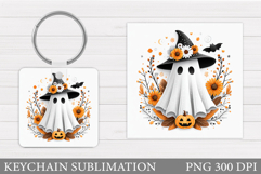 Halloween Ghost Keychain. Halloween Keychain Sublimation Product Image 1