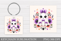 Cute Ghost Keychain Design. Cute Halloween Keychain Product Image 1
