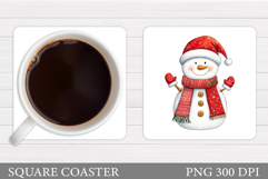 Cute Snowman Coaster Design. Christmas Coaster Sublimation Product Image 1