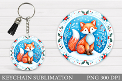 Christmas Fox Keychain. Christmas Keychain Sublimation Product Image 1