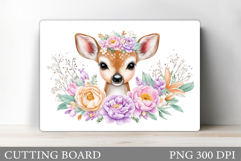 Cute Deer Cutting Board. Deer Flowers Cutting Board Design Product Image 1
