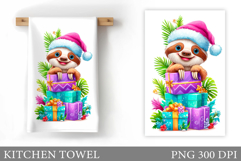 Cute Sloth Kitchen Towel. Christmas Kitchen Towel Design Product Image 1