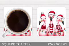 Christmas Flamingo Coaster. Christmas Coaster Design Product Image 1