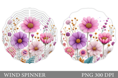Floral Wind Spinner Sublimation. Flowers Wind Spinner Design Product Image 1