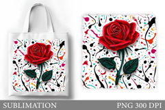 Rose Tote Bag Design. Rose Sublimation Product Image 1