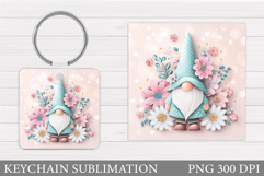 Spring Gnome Keychain Design. Spring Keychain Sublimation Product Image 1
