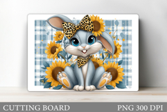Cute Bunny Cutting Board. Bunny Flowers Cutting Board Design Product Image 1