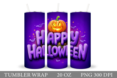 Happy Halloween Tumbler. Cute Pumpkin Tumbler Sublimation Product Image 1