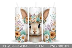 Cute Bunny Tumbler Design. Bunny Sublimation Product Image 1