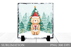 Christmas Bear Sublimation. Christmas Bear Slate Design Product Image 1